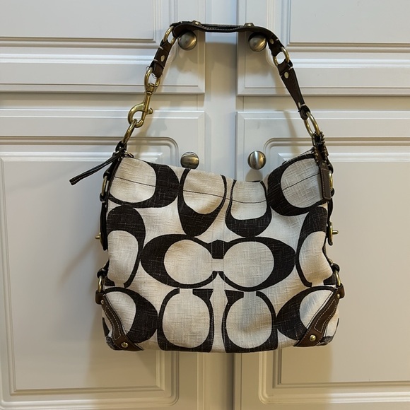 Coach large hobo bag 10795 Carly in brown & cream signature print - Picture 2 of 15